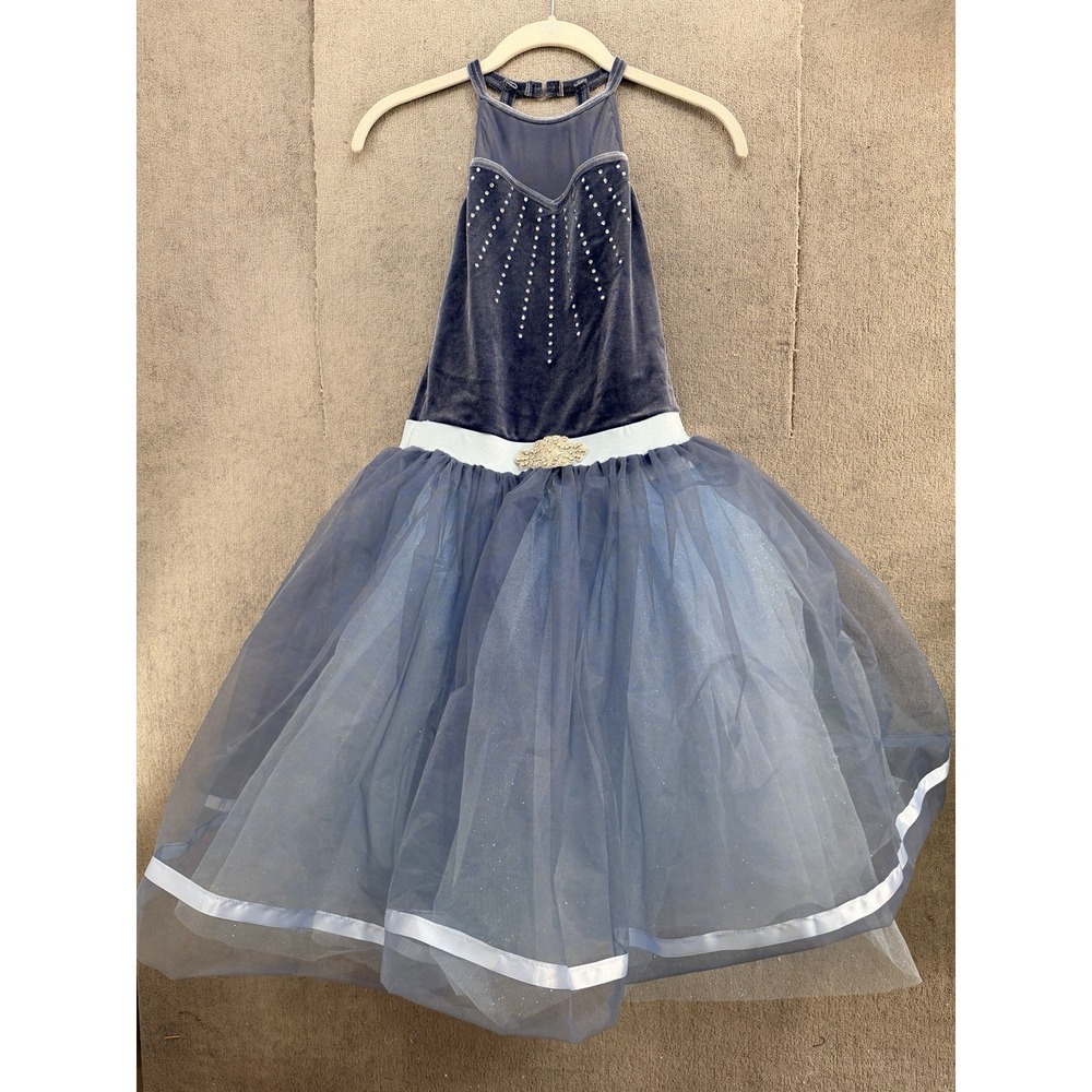 Weissman Ballet Costume Dress Blue Velvet Tulle Lyrical Recital Adult Small SA